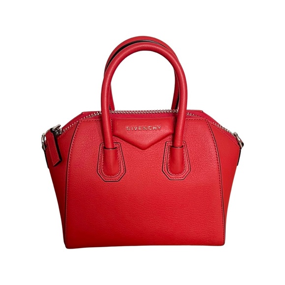 Givenchy Ladies Grained Leather Mini Antigona Bag In Light Red New With Tags - Picture 1 of 6
